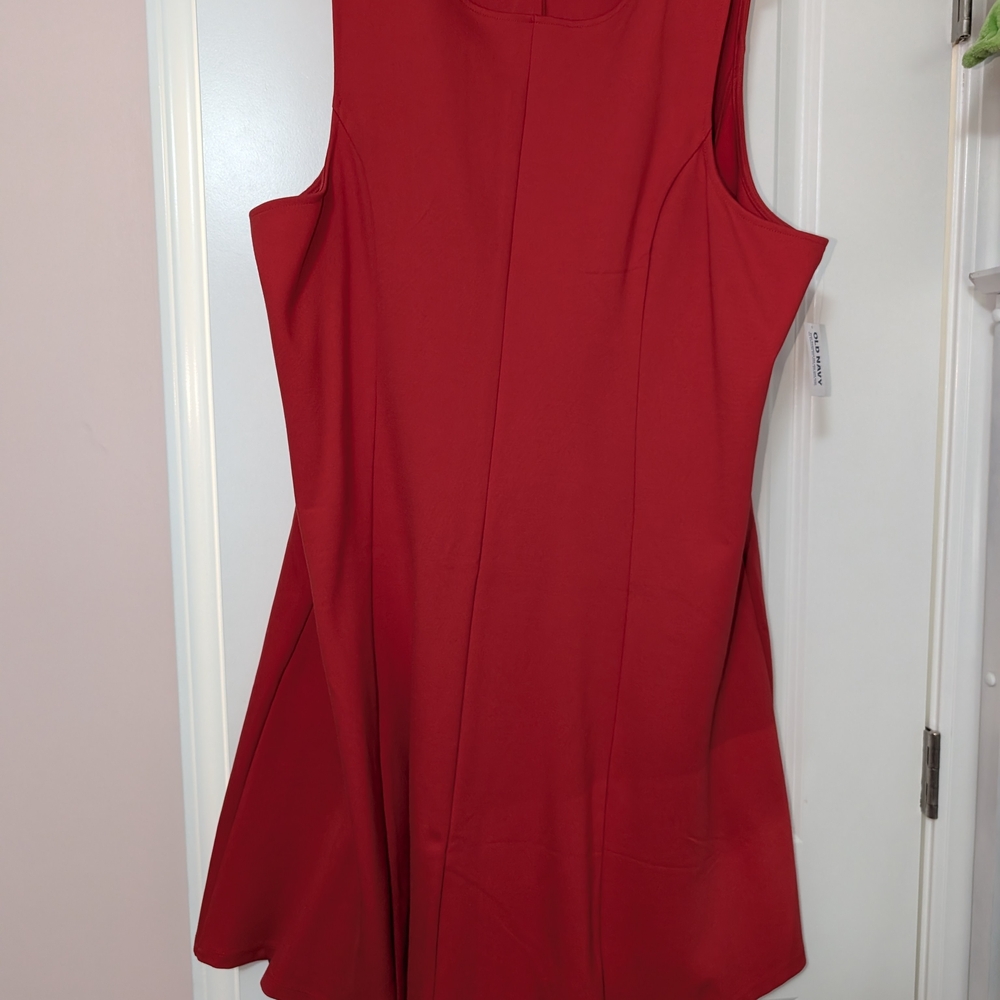 Old Navy Red Sleeveless Midi Fit-and-Flare Dress XXL TALL